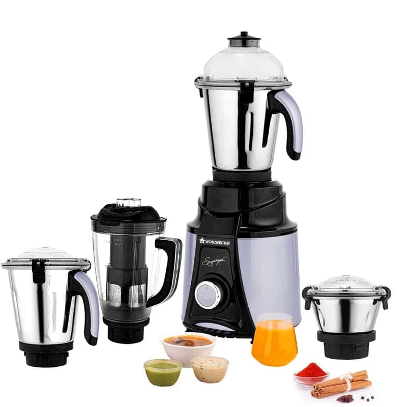 Wonderchef Galaxy Mixer Grinder 1000W – 100% Copper Motor, 100-Minute Non-Stop Grinding, 4 Jars