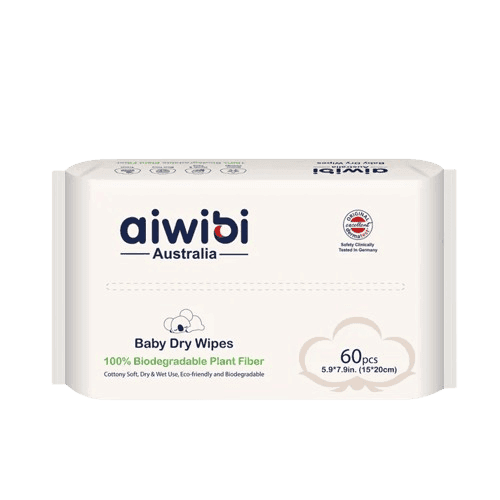 AIWIBI Baby Biodegradable Dry Wipes 60s | Soft & Gentle Baby Dry Wipes