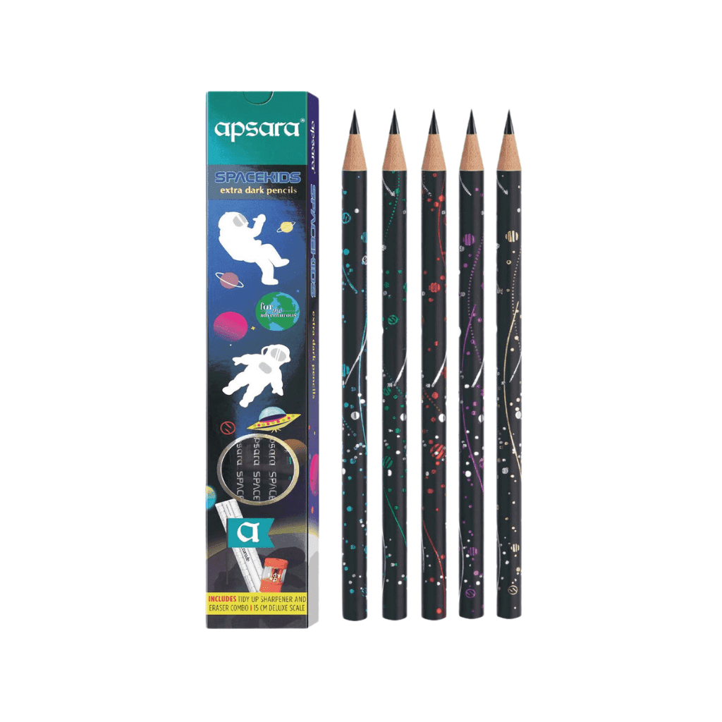 Apsara Space Kids Extra Dark Pencils Pack of 10 | Smooth Writing Pencil for Kids