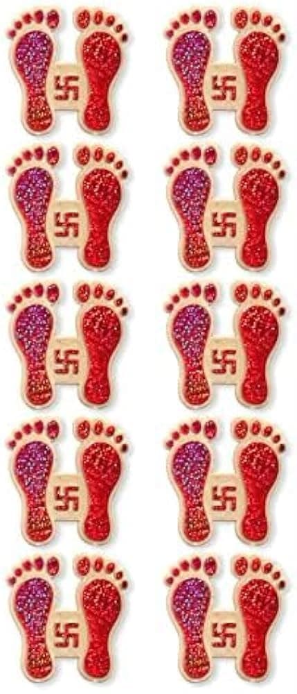 Red & Gold Laxmi Charan Paduka with Swastik
