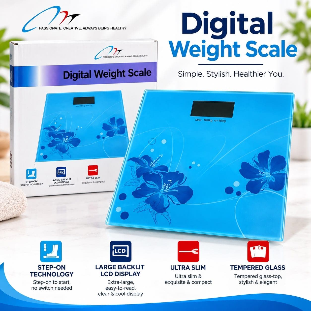 Digital Weight Scale | Tempered Glass & LCD
