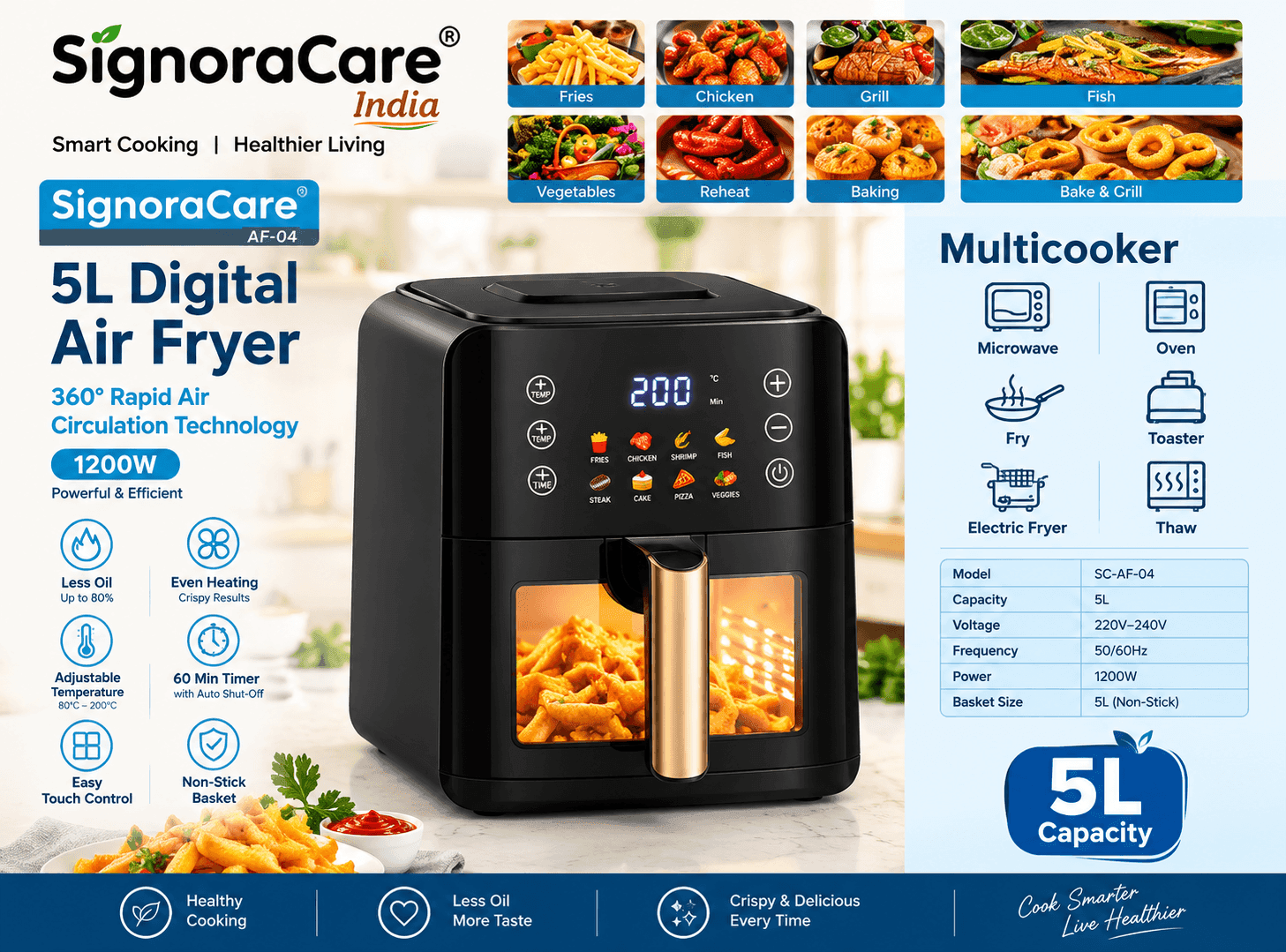 SignoraCare SC-AF04 5L Digital Air Fryer