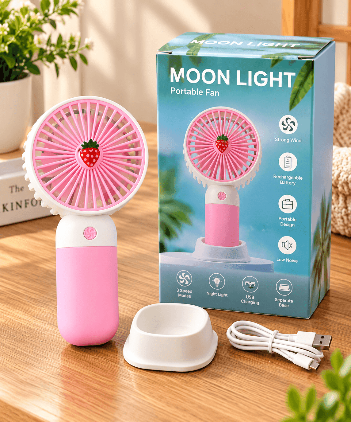 Rechargeable Mini Fan – Portable Handheld Fan with 3 Speed Modes