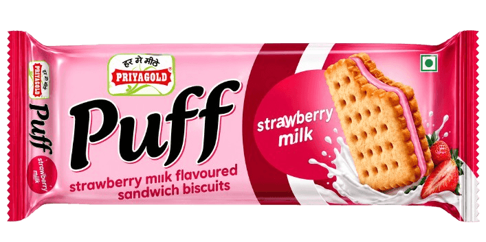 PriyaGold Puff Cream Strawberry Biscuit 80GM