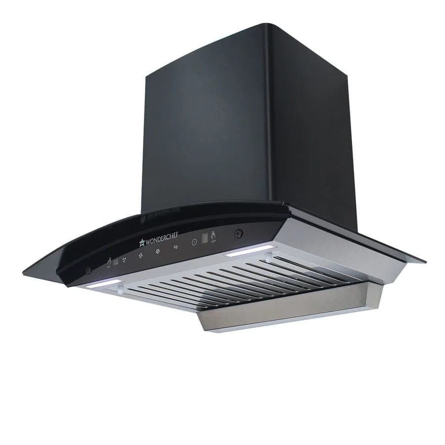 Wonderchef Ultima 60cm Kitchen Chimney | 1200 m³/hr | Auto Clean | Curved Glass | Touch & Motion Sensor