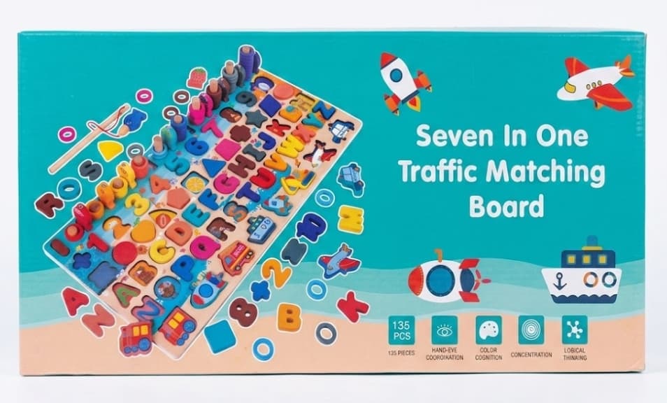 HappyHours 7 In 1 Traffic Matching Board Educational Learning Toy