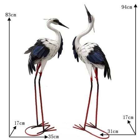 Senwell Set of 2 Metal Heron Decorative Floor Statues #076