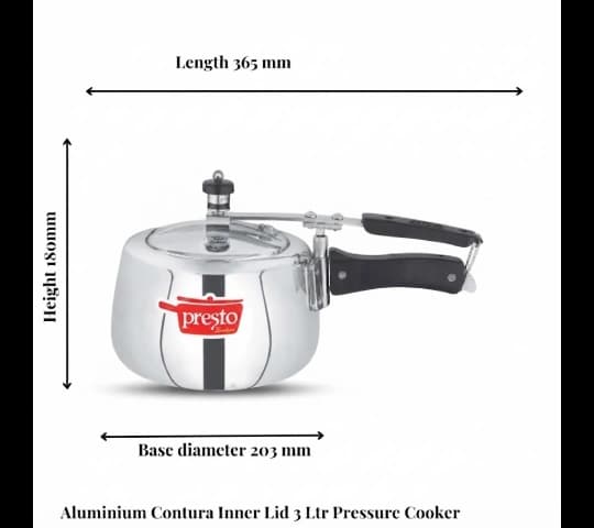 Presto Presto Pressure Cooker Aluminium Contura Inner Lid 3 Litre | Durable & Fast Cooking home & kitchen — thumbnail 2 of 2
