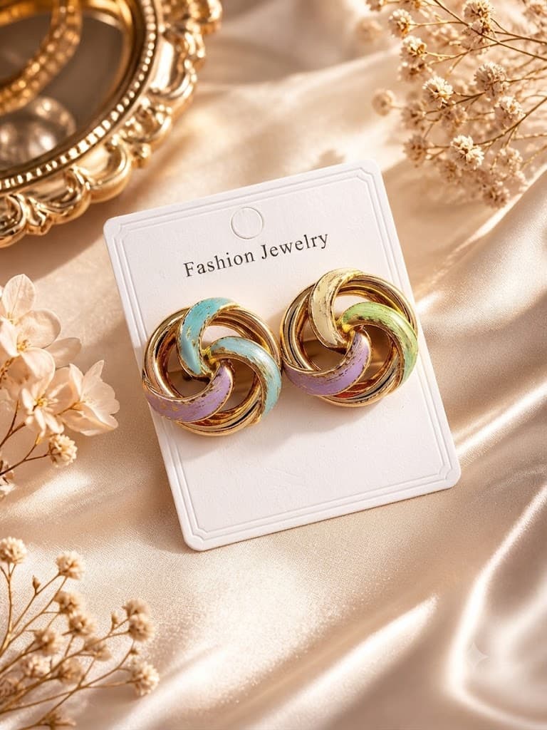 Premium Enamelled Swirl Hoop Earrings for Women – Lightweight Fashion Statement Jewelry
