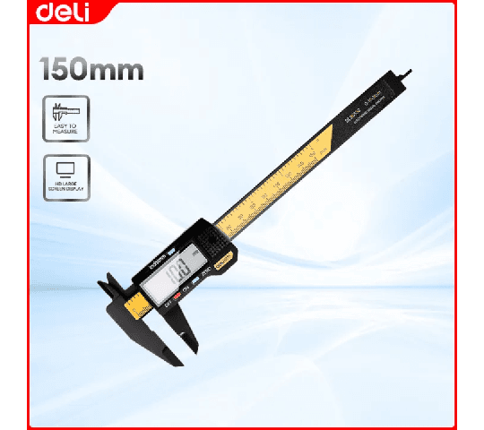 Deli Tools EDL90150 6 Inch Digital Caliper 150mm with LCD Display | Nylon PA66 Measuring Tool