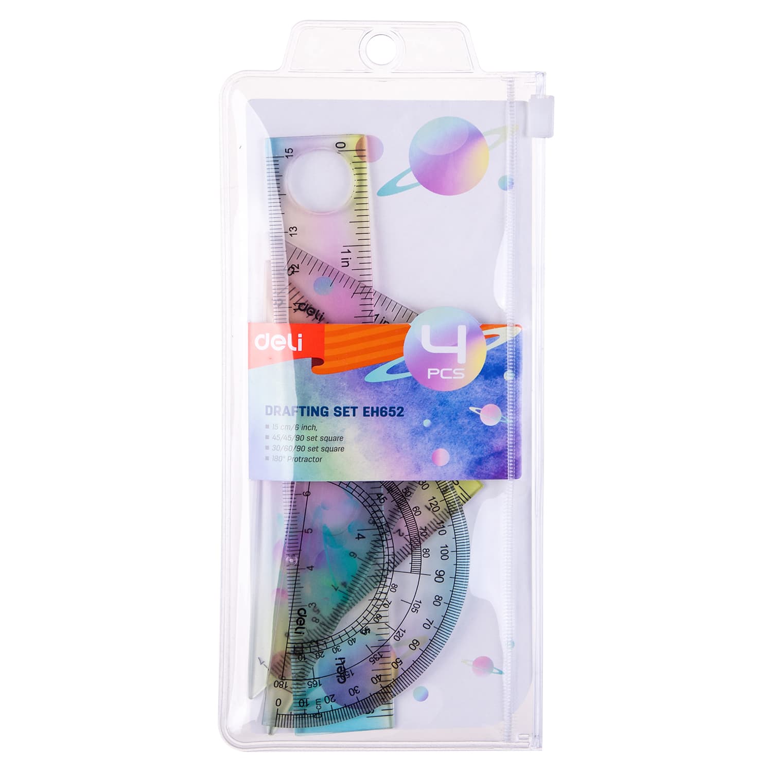 Deli Deli EH652 Ruler Set – 4 Piece Geometry Ruler Set with 15cm Ruler stationary, toys & sports — thumbnail 2 of 5