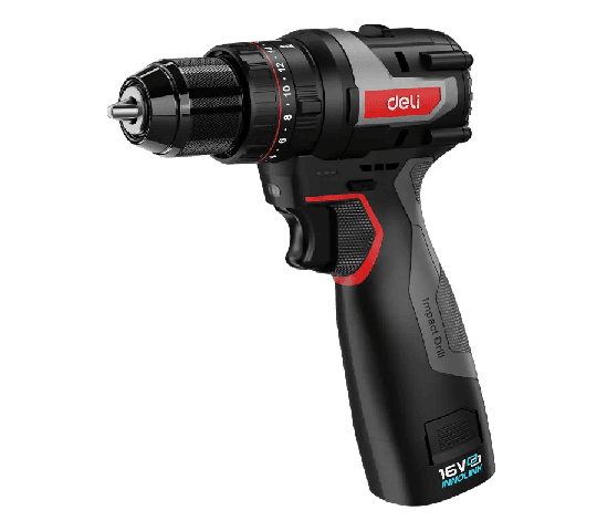 Deli EDE-CZ16-1D2 16V Lithium-Ion Brushless Impact Drill 45Nm Cordless Power Drill with 2×2.0Ah Batteries