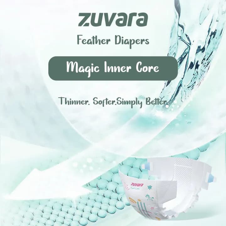 Zuvara Zuvara Feather Diaper Taped New Born (Pack of 22) | Soft & Leak-Proof Baby Diapers pharmacy, fitness & surgical — thumbnail 2 of 6