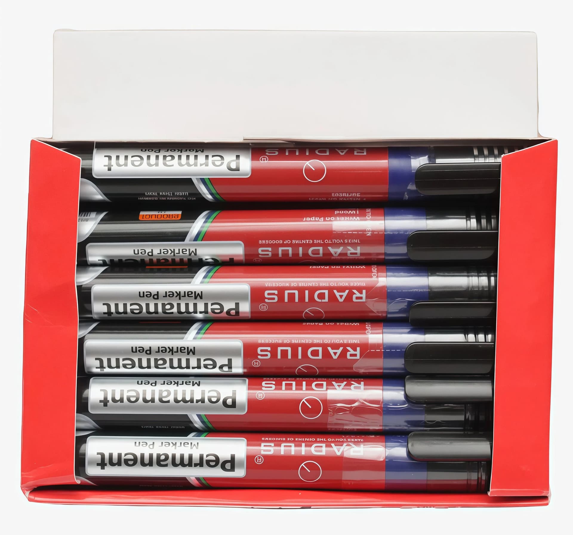 Radius Permanent Marker Pen Set – Bullet Tip 12 Pcs Pack