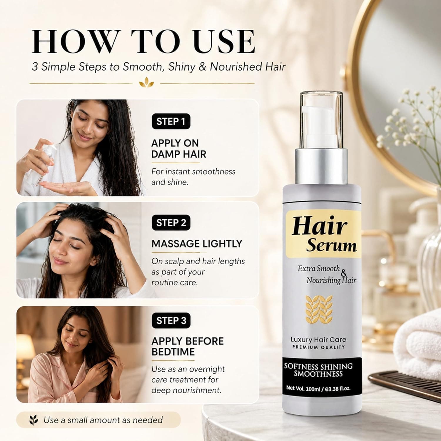 No Brand KS Keratin Smooth Hair Serum 100ml – Frizz Control, Shine & Heat Protection daily essentials & lifestyle — thumbnail 3 of 9