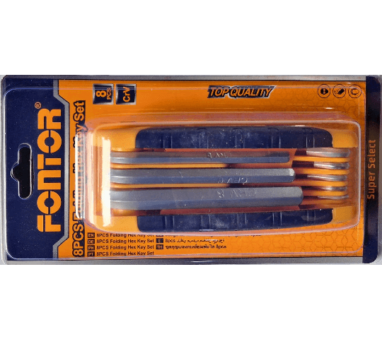 Fontor 8PC Folding Hex Key Set 180438 – Compact Allen Key Wrench Set for Home, Garage & Professional Use