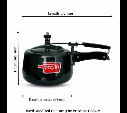 Presto Presto Pressure Cooker Aluminium Hard Anodized Contura Inner Lid 3 Litre | 3L Pressure Cooker home & kitchen — thumbnail 2 of 2