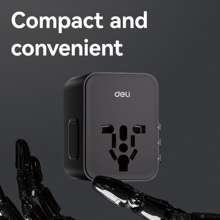 DELI Deli ET766 Universal 25W Travel Adapter with USB-C Fast Charging electronics — thumbnail 3 of 3