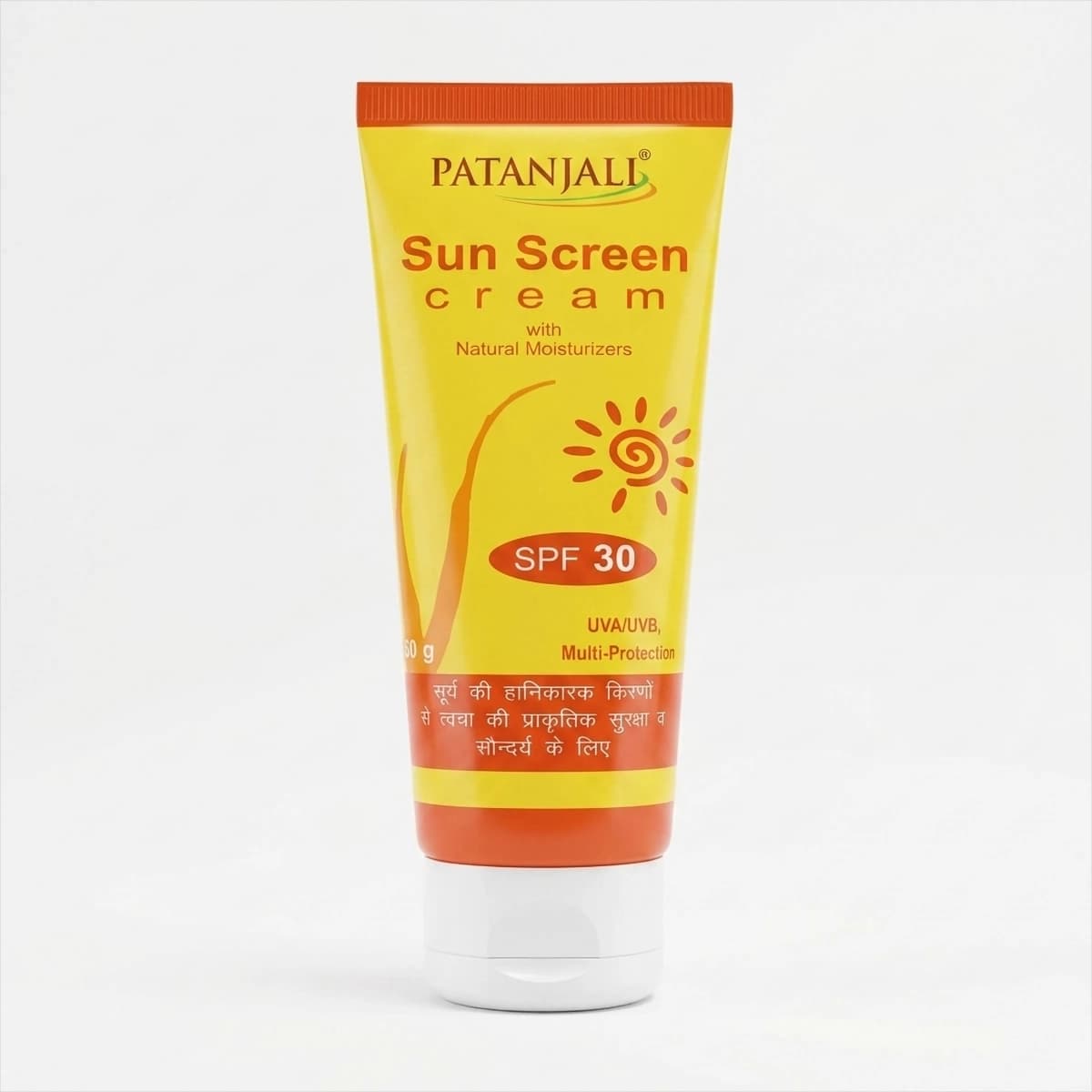 Patanjali Sun Screen Cream SPF 30 UVA/UVB Protection 50g | Herbal Sunscreen for All Skin Types