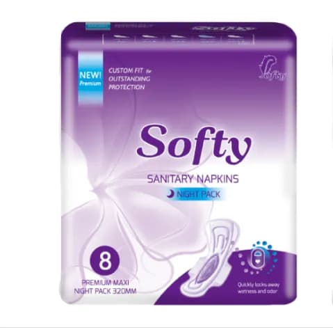 Zuvara Softy Sanitary Napkins Premium Maxi Night Pack 320mm – 8 Pads | Extra Long Overnight Protection