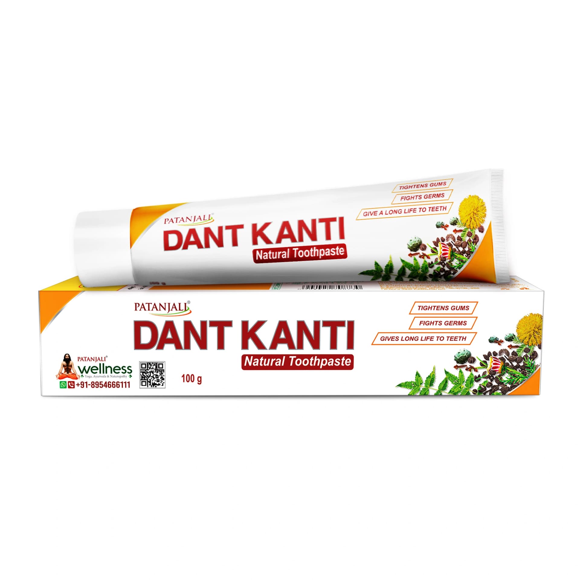 Patanjali Dant Kanti Natural Toothpaste 100gm | Ayurvedic Herbal Toothpaste for Healthy Teeth & Gums