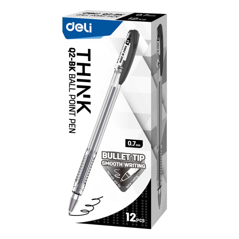 Deli Deli-EQ2-BK Ball Point Pen | Smooth Writing Office & School Pen per pcs stationary, toys & sports — thumbnail 2 of 2