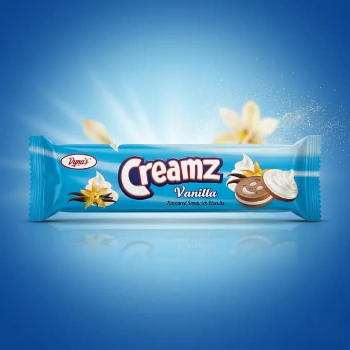 Dyna's Creamz Sandwich Vanilla Biscuits – Crispy Vanilla Cream Filled Cookies