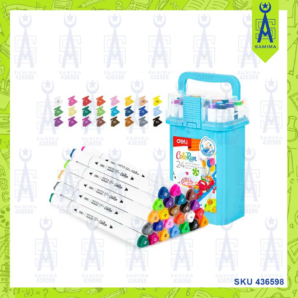 DELI C187-24 Sketch Markers 24 Colors Set | 24's Box | Premium Art & Drawing Markers