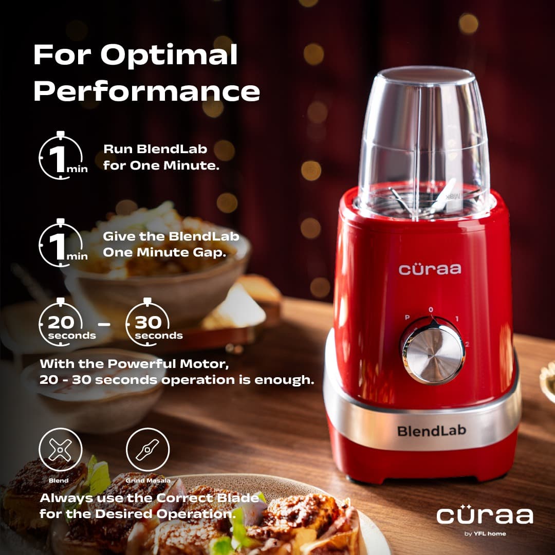 curra Curaa Blendlab Mixer Grinder for Kitchen – 3 Jars, Powerful Red Mixer Grinder for Home Use, Smooth Grinding &… — thumbnail 10 of 11