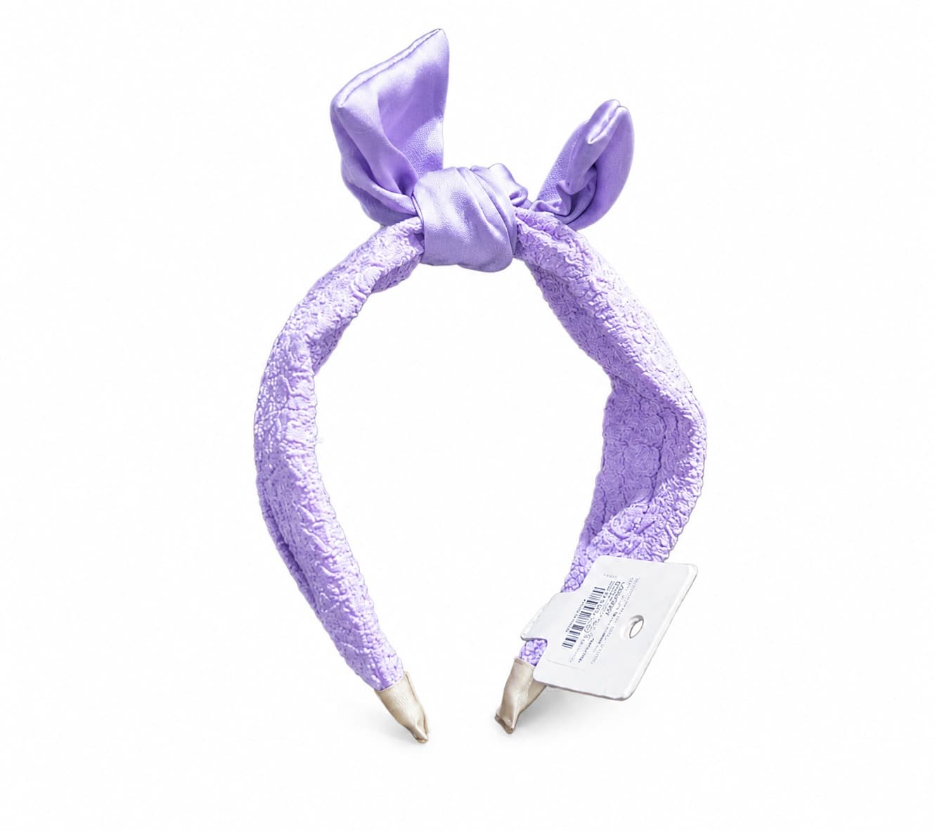 Lavender Textured Headband with Satin Bow Knot | Stylish Hair Accessory for Women & Girls