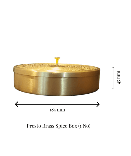 Presto Brass Spice Box (2 No) | Traditional Masala Dabba for Kitchen Storage -Weight 0.840 kg, Height 50mm and Width 210 mm… — thumbnail 2 of 4