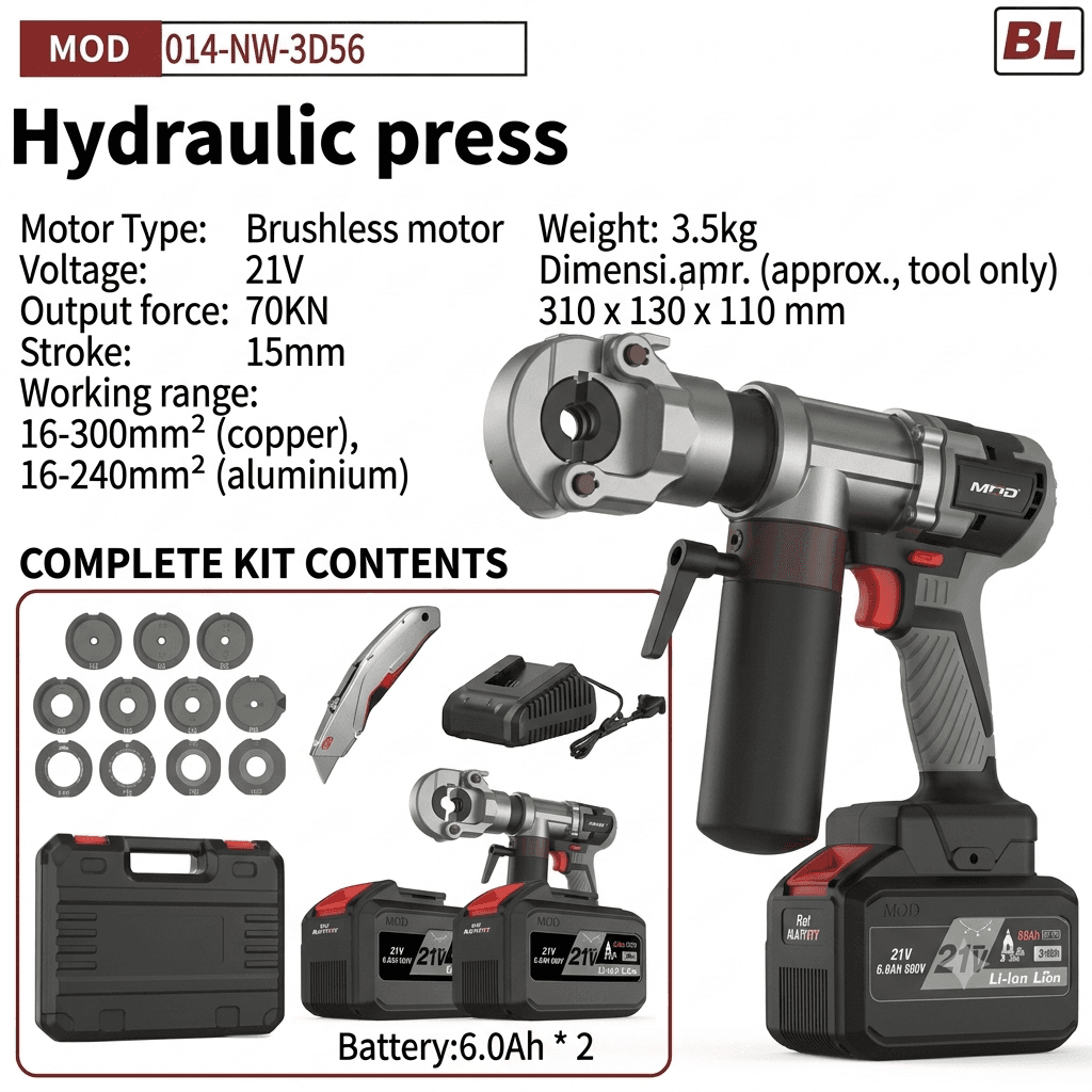 NANWEI NW-3D56-C Hydraulic Press Tool – Cordless Electric Crimping Machine