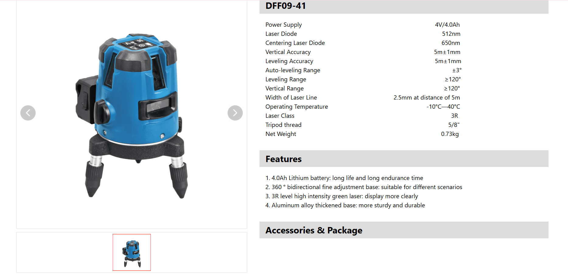 Dongcheng Power Tools Dongcheng Green Laser Line DFF09-41 Self-Leveling Cross Line Laser Level hardware & machinery — thumbnail 2 of 4