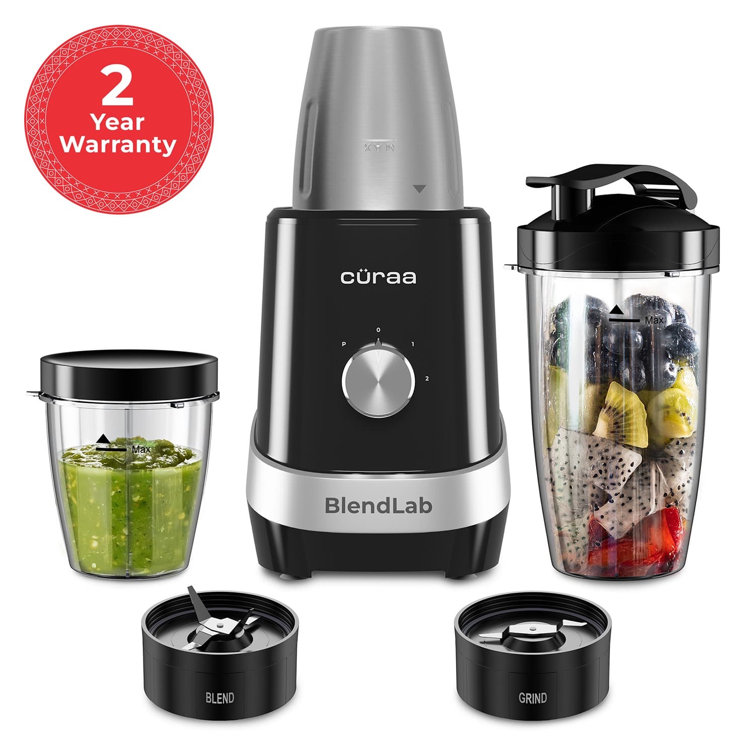 curra Curaa Blendlab Mixer Grinder for Kitchen – 3 Jars, Black electronics — thumbnail 8 of 10
