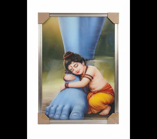 Framed Divine Blue Foot Child Embrace Wall Art