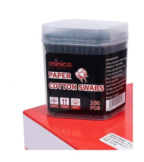 Minico Cotton Buds 100 Pcs MI-CB05 | Soft Pure Cotton Ear Cleaning Swabs for Baby & Personal Care