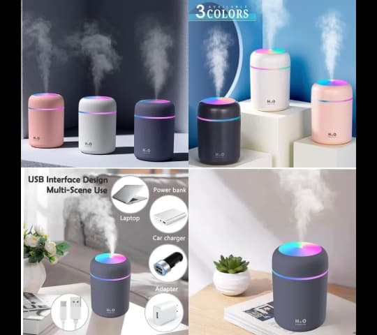 Mini USB Portable Ultrasonic Air Humidifier with LED Night Light