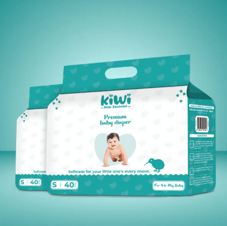 Kiwi Brand Baby Diaper Small Tape (Pack of 40) – Soft, Comfortable & Leak Protection