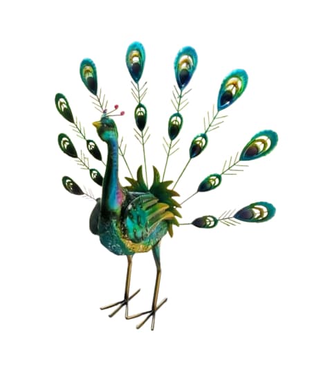 Senwell Metal Peacock Garden Decor with Solar LED Light Outdoor Weather-Resistant Sculpture W-G180205