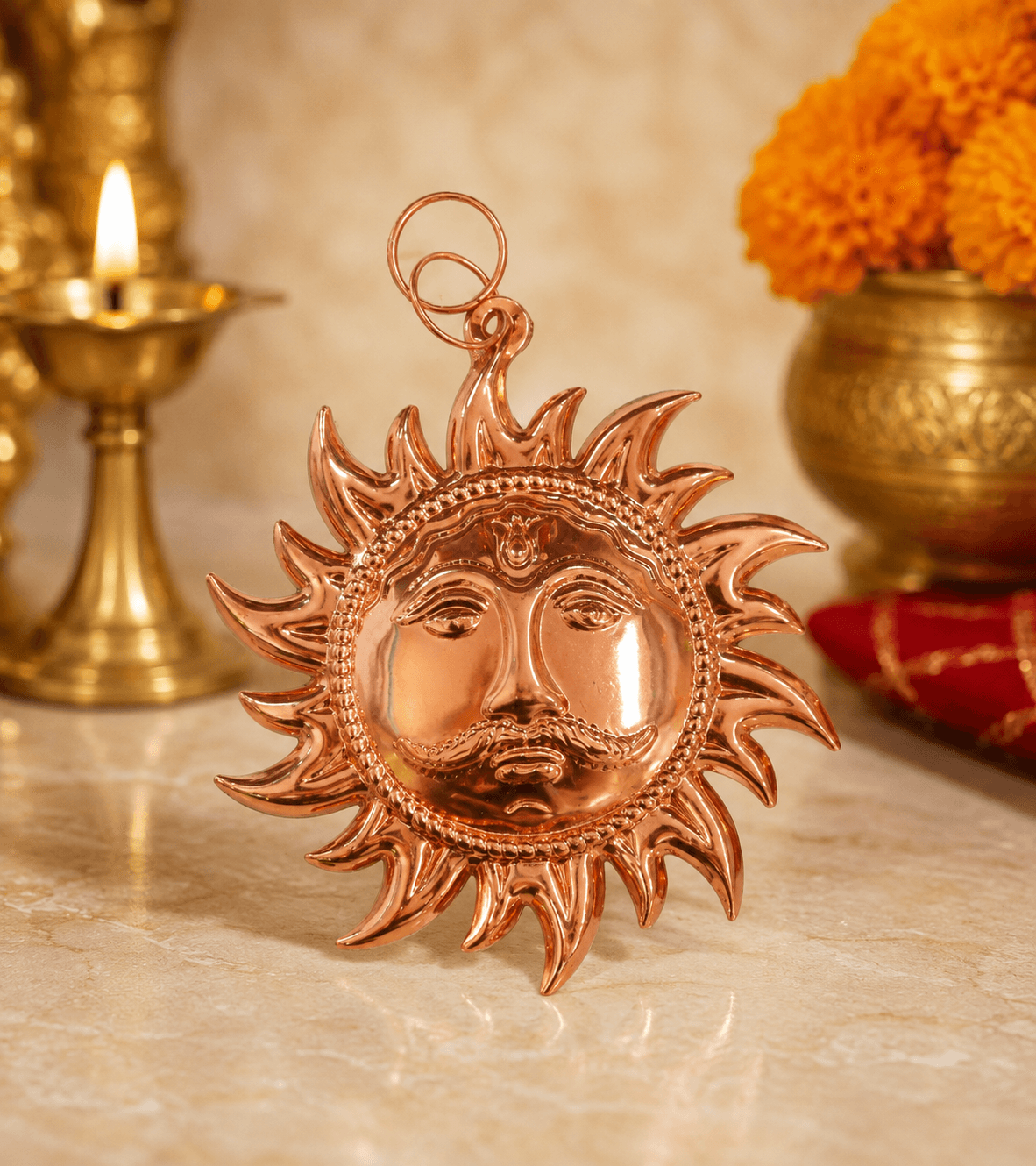 Copper Hanging Surya – Decorative Sun God Hanging