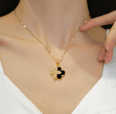 Two-Tone Alhambra-Style Clover Pendant Necklace for Women | Elegant Fashion Jewelry