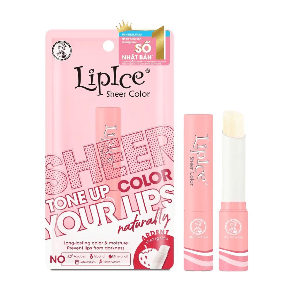 LipIce Sheer Color Strawberry (Ardent) Lip Balm for Moisture and Tint 2.4g