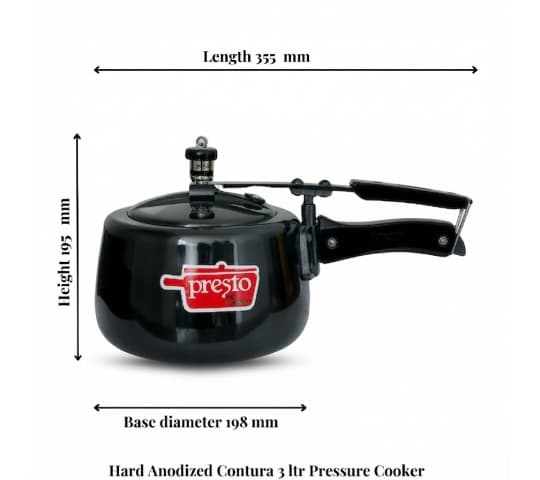 Presto Presto Hard Anodized Contura Pressure Cooker 3 Litre | Gas compatible home & kitchen — thumbnail 2 of 2