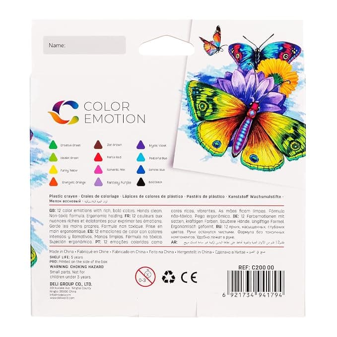 Deli Deli EC20000 Plastic Crayons Triangular Shape 12 Shades Multicolor | Easy Grip Non-Toxic Coloring Crayons for Kids… — thumbnail 3 of 5