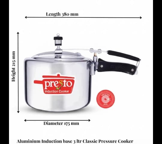 Presto Presto Aluminium Induction Inner Lid Pressure Cooker Classic 3L home & kitchen — thumbnail 2 of 2
