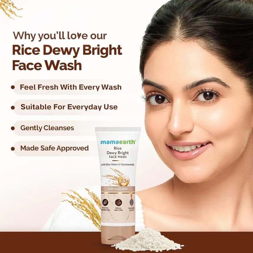 Mamaearth Mamaearth Rice Dewy Bright Face Wash with Rice Water & Niacinamide for Glass Skin – 100ml daily essentials &… — thumbnail 2 of 2