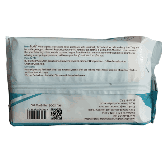Mumbuds MumBuds USA Baby Water Wipes 100 Pcs – Fragrance Free, Alcohol Free Baby Wipes for Sensitive Skin | Ultra Soft… — thumbnail 2 of 3