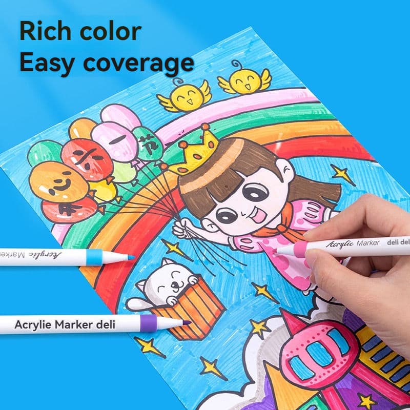 Deli Deli HM108-24 Acrylic Marker Set 24 Colors Pack | Premium Paint Markers for Canvas, Wood, Glass, Rock & DIY Art… — thumbnail 4 of 9