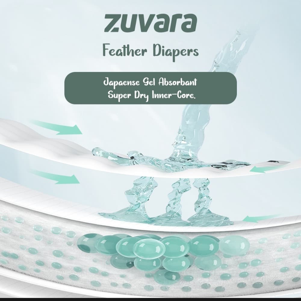 Zuvara Zuvara Feather Diaper Taped - L (Pack of 40) | Soft & Leak-Proof Baby Diapers pharmacy, fitness & surgical — thumbnail 3 of 4