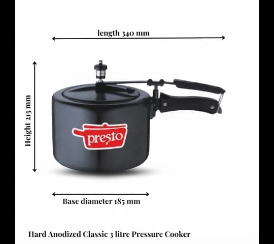 Presto Presto Pressure Cooker Aluminium Hard Anodized Classic Inner Lid 3 Litre home & kitchen — thumbnail 2 of 2
